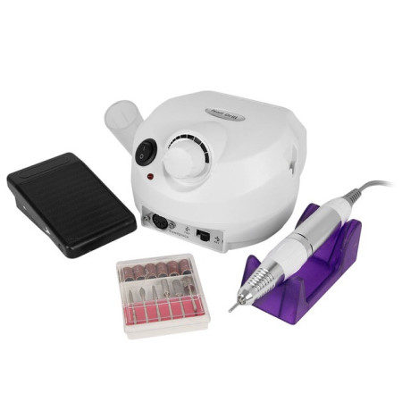 Професійний фрезер для манікюру Nail Drill Pro ZS-601 з педаллю та насадками 45 Вт 35000 оборотів Білий