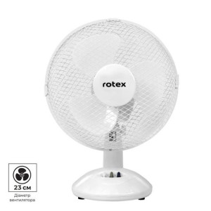 Настільний лопатевий вентилятор від мережі Rotex RAT01-E Ø 23 см 2 швидкості 20Вт пластик/метал Білий фото