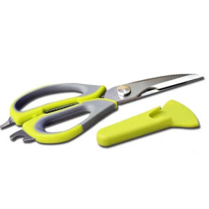 Багатофункціональні кухонні ножиці 10в1 Mighty Shears з чохлом і магнітом Сірий / Зелений фото
