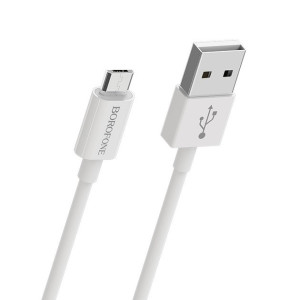 Кабель USB Borofone BX22 Bloom Micro USB (2.4A) 1M провід для зарядки смартфона/телефону Білий фото