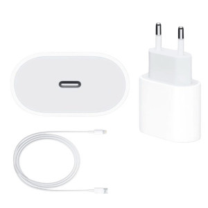 Зарядка для iPhone OEM USB-C 20W та кабель USB-C to Lightning Комплект адаптер + шнур сумісний з iPhone, iPad Білий фото