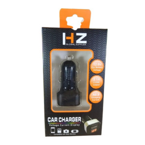 Автомобільний зарядний пристрій HZ HC1/9001 Charger 2.4A 2 USB від прикурювача з вольтметром фото