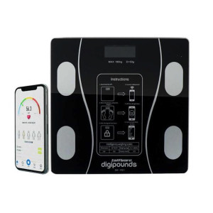 Розумні підлогові Smart ваги Taffware Digipounds Digital Scale 180 кг з батарейками LED-дисплей Bluetooth Чорний фото