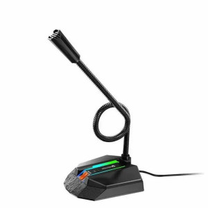 Настільний USB-мікрофон MeeTion MT-MC15 з підсвічуванням RGB 5В Гусяча шия на 360 градусів Чорний фото