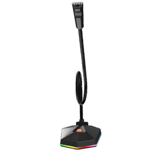 Настільний USB-мікрофон MeeTion MT-MC13 з підсвічуванням RGB 5В Гусяча шия на 360 градусів Чорний фото
