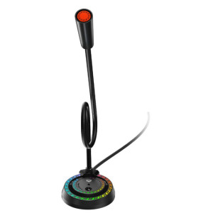 Настільний USB-мікрофон MeeTion MT-MC14 з підсвічуванням RGB 5В Гусяча шия на 360 градусів Чорний фото