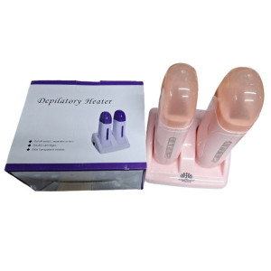 Воскоплав двокасетний Global Fashion Depilatory Heater 2в1 з підставкою для депіляції волосся Персиковий 40 Вт фото