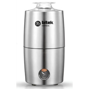 Електрична кавомолка для дому Bitek BT 7120 1000Вт ножовий подрібнювач кавових зерен 200г Сріблястий фото