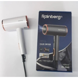 Фен стайлер Rainberg RB-2260 для волосся 3 швидкості 3 режими температури Іонізація 1500Вт Білий/Золото фото