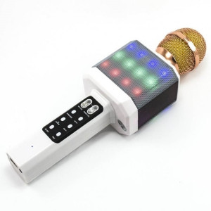 Бездротовий мікрофон караоке Wester WS-1828 Bluetooth 1800mAh RGB підсвічування Зміна голосу Білий/Чорний фото