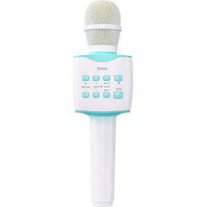 Бездротовий мікрофон караоке Hoco BK5 Cantando Karaoke Blue 1200 мАч 5Вт Зміна голосу Білий/Блакитний фото