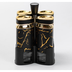 Органайзер набір Condiment Set для спецій на підставці з 4 баночками для спецій по 120 мл Чорний фото