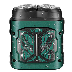 Електробритва акумуляторна VGR V-344 Роторна 8000 RPM Вологозахист IPX6 Фіолетова Зелена фото