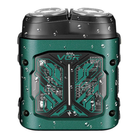 Електробритва акумуляторна VGR V-344 Роторна 8000 RPM Вологозахист IPX6 Фіолетова Зелена
