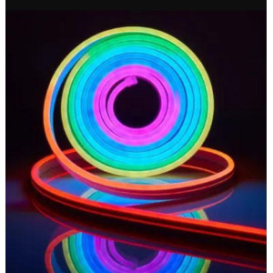 Лента неонова силіконова LED NEON з блоком живлення 5M 12 Вт-220 Вт Різнокольорова фото