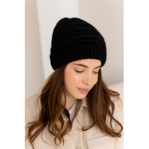 Жіноча зимова шапка «Венеція» з ангори 80% подвійна Чорний фото