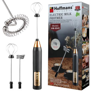 Капучинатор для молока Hoffmans HM-8045 ручний із вбудованим акумулятором 30 Вт Чорний фото