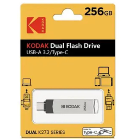 Флешка Kodak 256 ГБ з USB 3.2 та Type-C для швидкої передачі даних Сірий