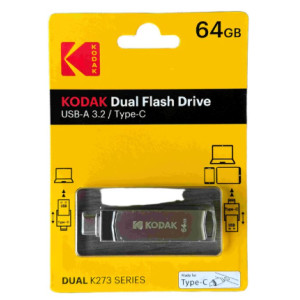 Флешка Kodak 64 ГБ з USB 3.2 та Type-C для швидкої передачі даних Сірий фото