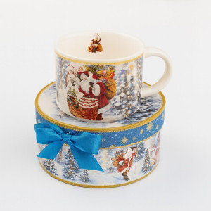 Чашка новорічна  R36240 Home Time for gifts керамічна з ложкою в подарунковій коробці 280 мл Білий фото