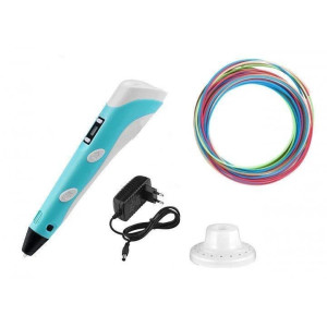 3D ручка для малювання з екраном 3д Ручка Pen3 MyRiwell з LCD дисплеєм трафарет Блакитний фото