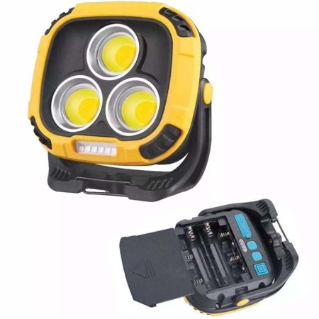 Потужний кемпінговий ліхтар W891-1 — 3COB White+Yellow + 5SMD Red, Power Bank, 2×18650, Type-C, магніт і гачок Жовтий