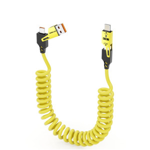 Кабель Ronpin 4-в-1 65W спіральний для швидкої зарядки USB Type-C Lightning Micro-USB фото