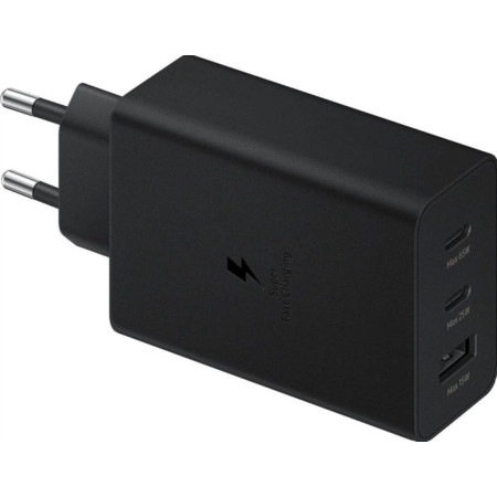 Блок живлення USB C 65W 3 порти універсальний адаптер для смартфона мультипорт потужна зарядка мережевий блок Чорний