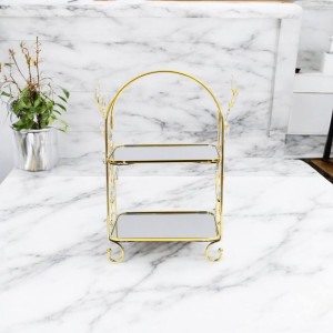 Двоярусна підставка для кексів і десертів Milano 2 Layer Cupcake Stand Gold, металева етажерка для капкейків і солодощів Двоярусна підставка для кексів і десертів Milano 2 Layer Cupcake Stand Gold, металева етажерка для капкейків і солодощів фото