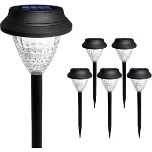 Садові світильники на сонячній батареї Garden Path Light RGB 6 шт водонепроникні LED ліхтарики для доріжок та саду Чорний фото