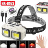Налобний ліхтар HX-816S-2COB  LED ліхтарик акумуляторний 4 режими роботи червоне світло сенсорний датчик руху