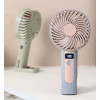 Портативний ручний вентилятор Handheld Fan FY083 пластиковий з підставкою та гачком LED дисплей 120 швидкостей 1 Вт Блакитний