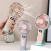 Портативний ручний вентилятор Handheld Fan FY083 пластиковий з підставкою та гачком LED дисплей 120 швидкостей 1 Вт Блакитний