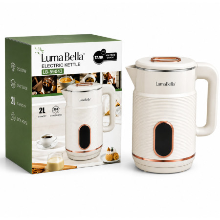 Электрочайник Luma Bella LB-59043 2 л с двойными стенками стальная колба термос-эффект защита от перегрева 1500 Вт Бежевый